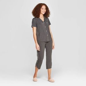Women's Soft Crop Notch Collar Pajama Set